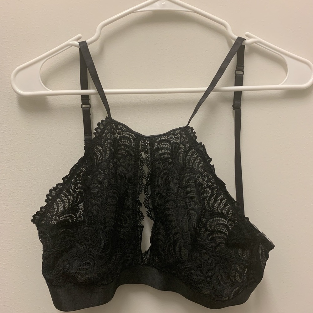 Black halter lacey bralette